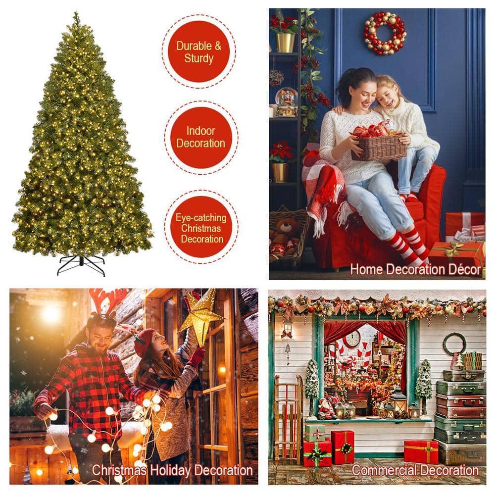 7 ft. Pre-Lit LED Dense PVC Hinged Christmas Tree Spruce with 700-Lights and Stand