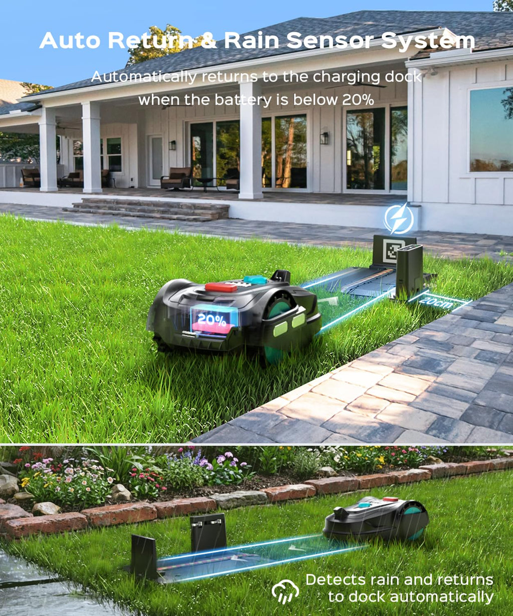 2026 M800Plus Robot Lawn Mower, GPS &amp; 3D Vision, with 32.8 ft Magnetic Stripe, Obstacle Avoidance, Auto-Charging, APP Control, Bow-Shaped Mowing for Lawns up to 8611 sq.ft (Jet Black)
