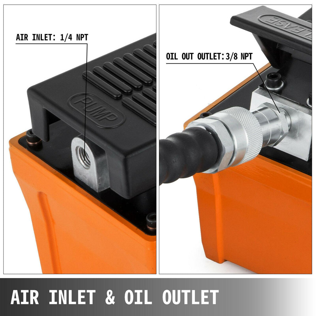 Air Power Hydraulic Foot Pump 1/2 Gal Foot Pedal Fuel 10000 PSI