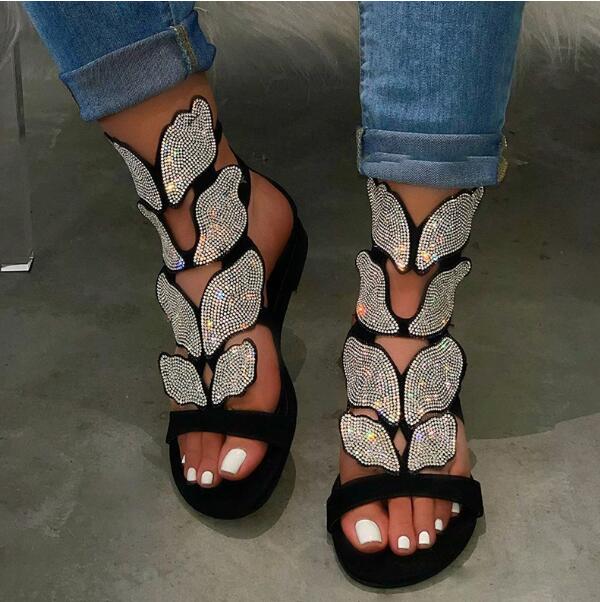 Ladies Rhinestone Butterfly Sandals