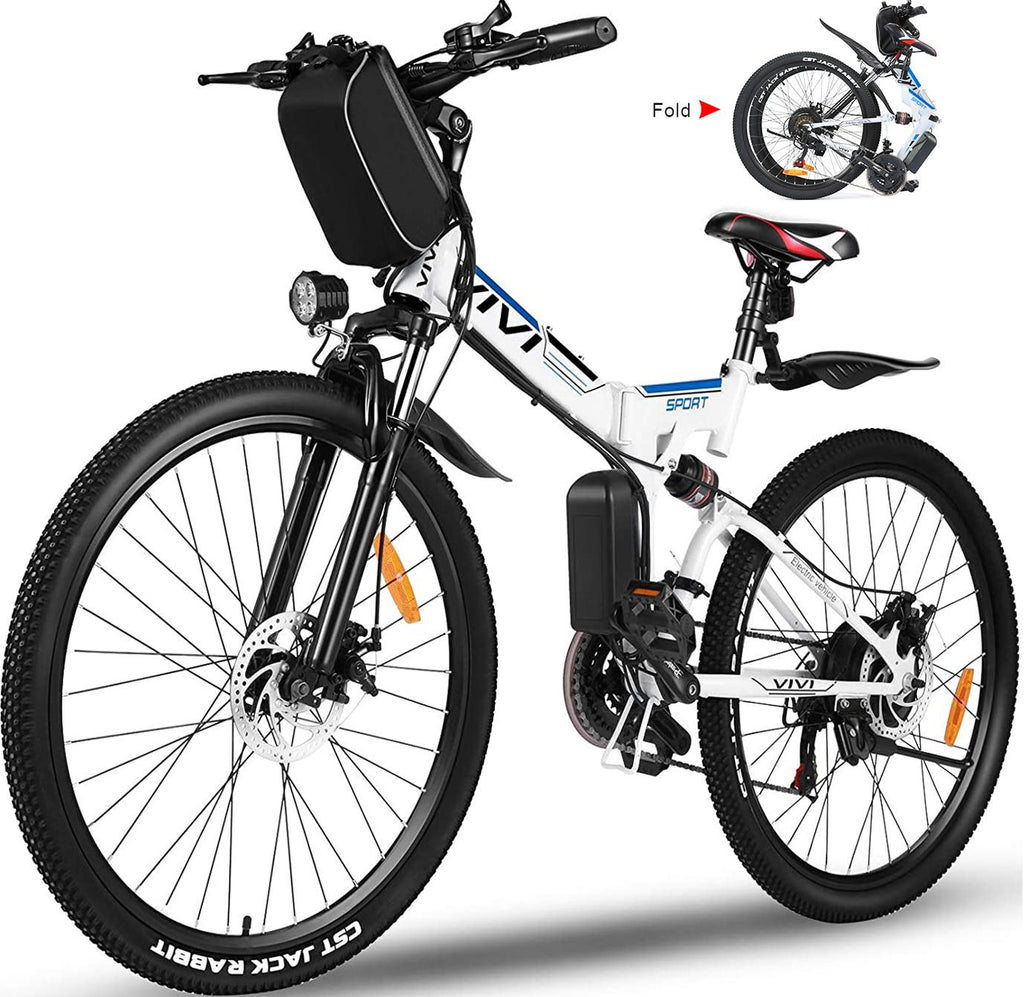 VIVI 26" Electric Bike for Women, Folding Electric Mountain Bicycle with 350W Motor, 21 Speed Gears, Removable Lithium-Ion Battery E-Bike for Teens &amp; Women