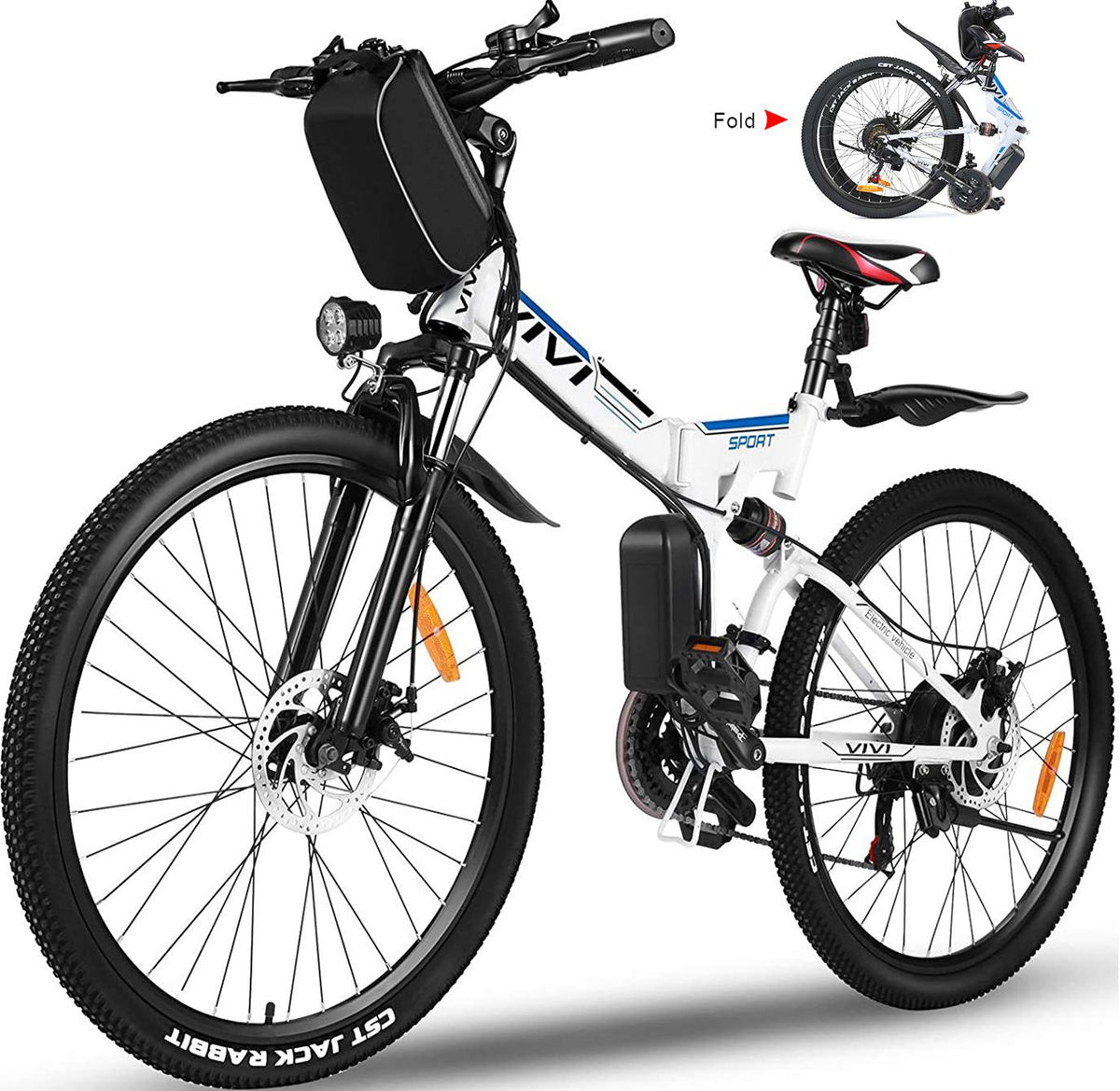 VIVI 26" Electric Bike for Women, Folding Electric Mountain Bicycle with 350W Motor, 21 Speed Gears, Removable Lithium-Ion Battery E-Bike for Teens &amp; Women