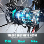 VIVI 26" Electric Bike for Women, Folding Electric Mountain Bicycle with 350W Motor, 21 Speed Gears, Removable Lithium-Ion Battery E-Bike for Teens &amp; Women