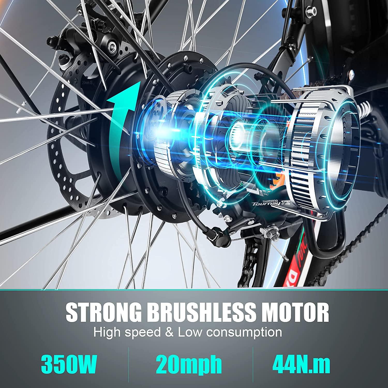 VIVI 26" Electric Bike for Women, Folding Electric Mountain Bicycle with 350W Motor, 21 Speed Gears, Removable Lithium-Ion Battery E-Bike for Teens &amp; Women