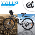 VIVI 26" Electric Bike for Women, Folding Electric Mountain Bicycle with 350W Motor, 21 Speed Gears, Removable Lithium-Ion Battery E-Bike for Teens &amp; Women