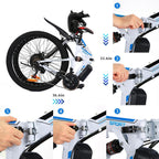 VIVI 26" Electric Bike for Women, Folding Electric Mountain Bicycle with 350W Motor, 21 Speed Gears, Removable Lithium-Ion Battery E-Bike for Teens &amp; Women