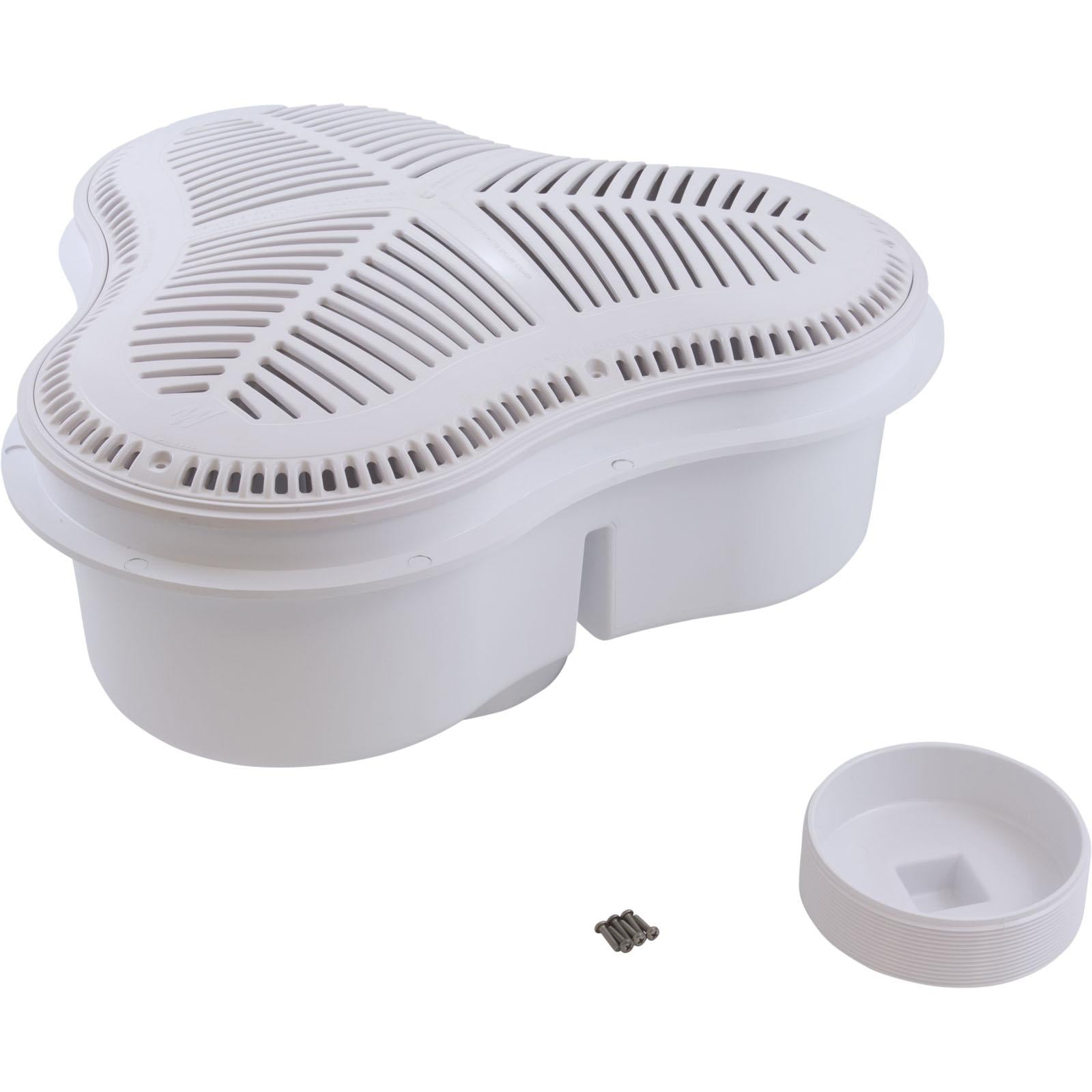 Waterway Plastics Main Drain, Waterway Clover Drain, 24-7/16", 6" Slip, White