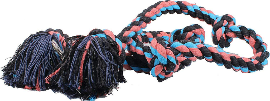 MAMMOTH Flossy Chews Colored 5 Knot Tug Rope Super X-Lar(6' Long) - Pack of 12