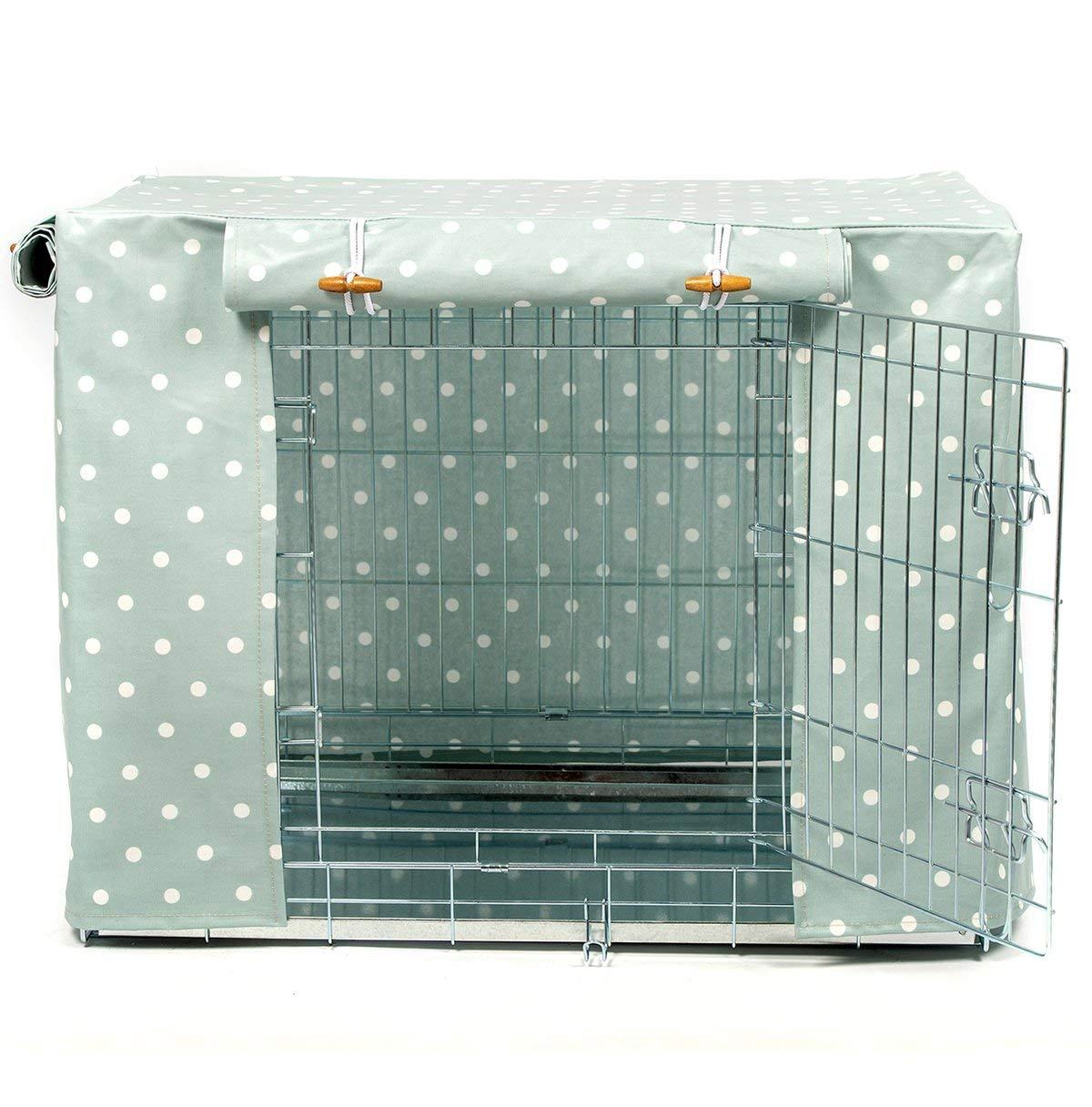 Lords &amp; Labradors Duck Egg Spot Oilcloth Dog Crate Cover to fit Midwest iCrate and Similar Sized Dog crates