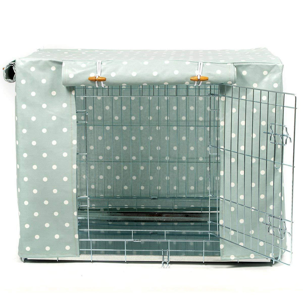 Lords &amp; Labradors Duck Egg Spot Oilcloth Dog Crate Cover to fit Midwest iCrate and Similar Sized Dog crates