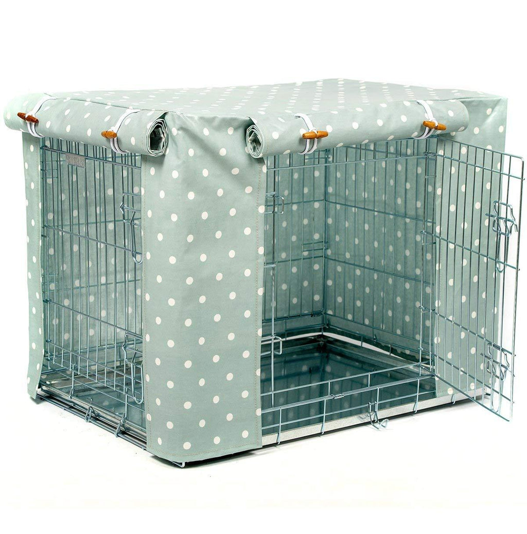 Lords &amp; Labradors Duck Egg Spot Oilcloth Dog Crate Cover to fit Midwest iCrate and Similar Sized Dog crates