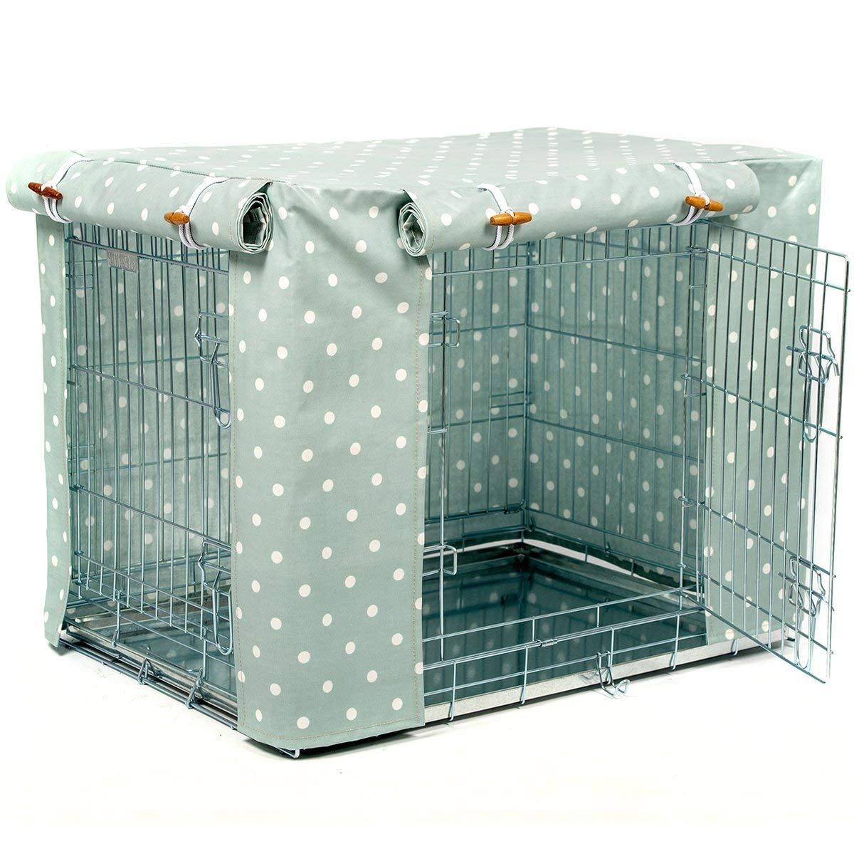 Lords &amp; Labradors Duck Egg Spot Oilcloth Dog Crate Cover to fit Midwest iCrate and Similar Sized Dog crates