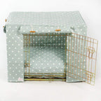 Lords &amp; Labradors Duck Egg Spot Oilcloth Dog Crate Cover to fit Midwest iCrate and Similar Sized Dog crates