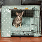 Lords &amp; Labradors Duck Egg Spot Oilcloth Dog Crate Cover to fit Midwest iCrate and Similar Sized Dog crates