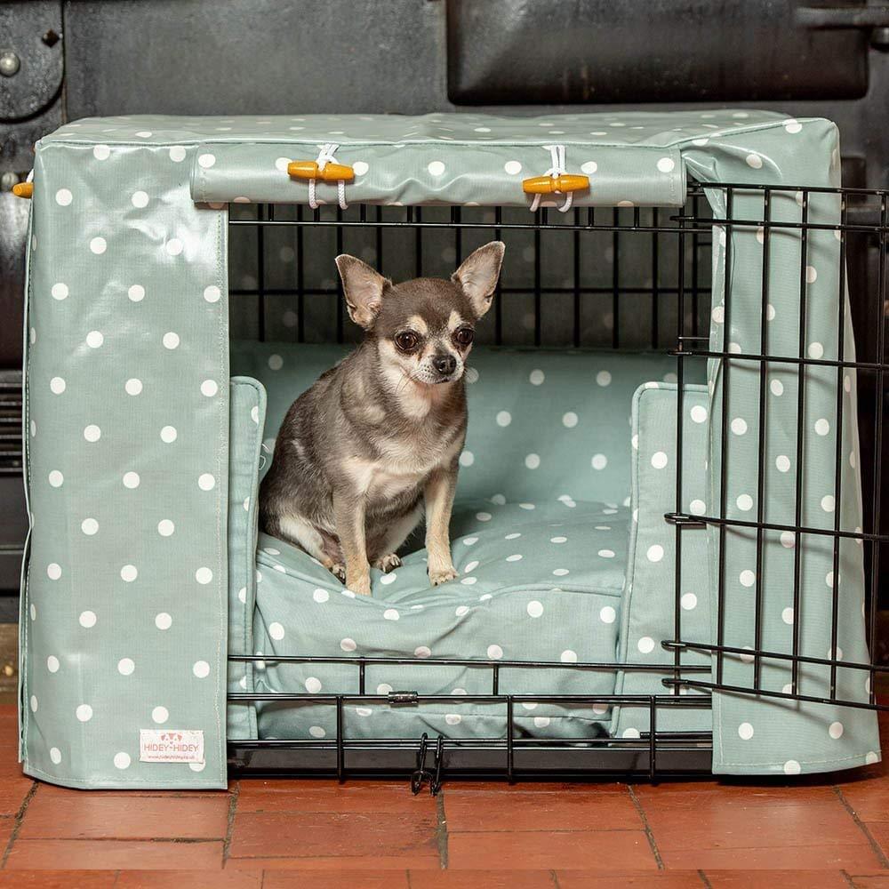 Lords &amp; Labradors Duck Egg Spot Oilcloth Dog Crate Cover to fit Midwest iCrate and Similar Sized Dog crates