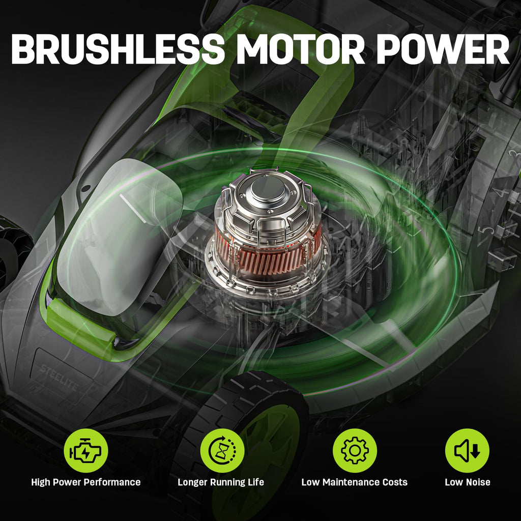20V 13-Inch Brushless Cordless Lawn Mower, 4.0Ah Battery &amp; Charger Included, Ultra-Lightweight, 5-Position Height Adjustment, 2-in-1 Mulching &amp; 8-Gallon Bag, Ideal for Small Yards