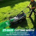 21" Cordless Lawn Mower, 40V Electric Mower with 2×8.0Ah Batteries &amp; Charger, 8-Position Height Adjustment, 60L Grass Bag, 3-in-1 Mulching, Bagging &amp; Rear Discharfor Medium, LarYards