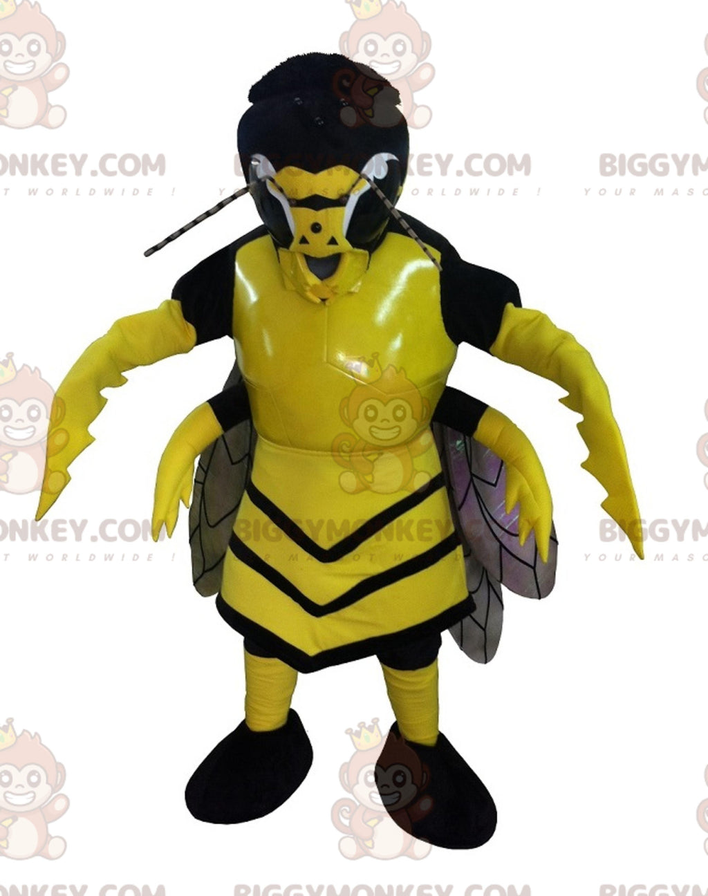 Scary Yellow and Black Wasp Hornet BIGGYMONKEYMascot Costume
