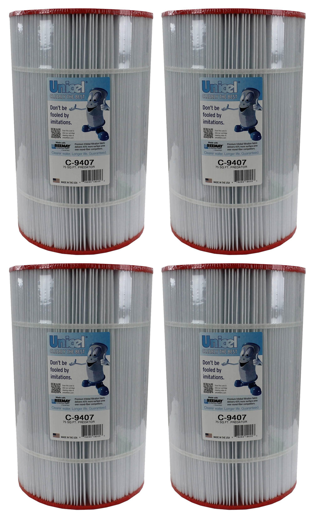 4) unicel c-9407 pentair clean clear predator 75 sq ft filter cartridges r173214