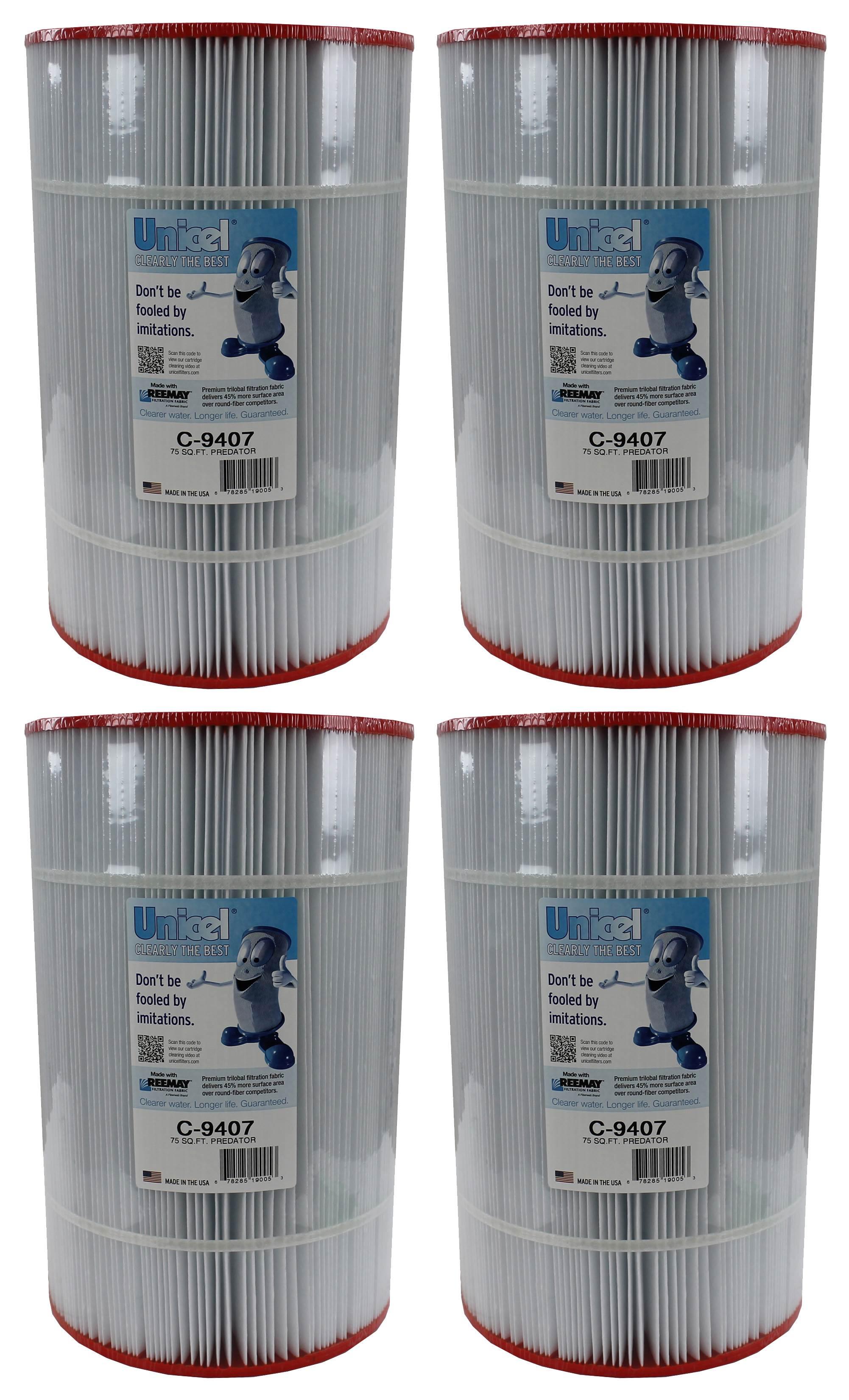 4) unicel c-9407 pentair clean clear predator 75 sq ft filter cartridges r173214