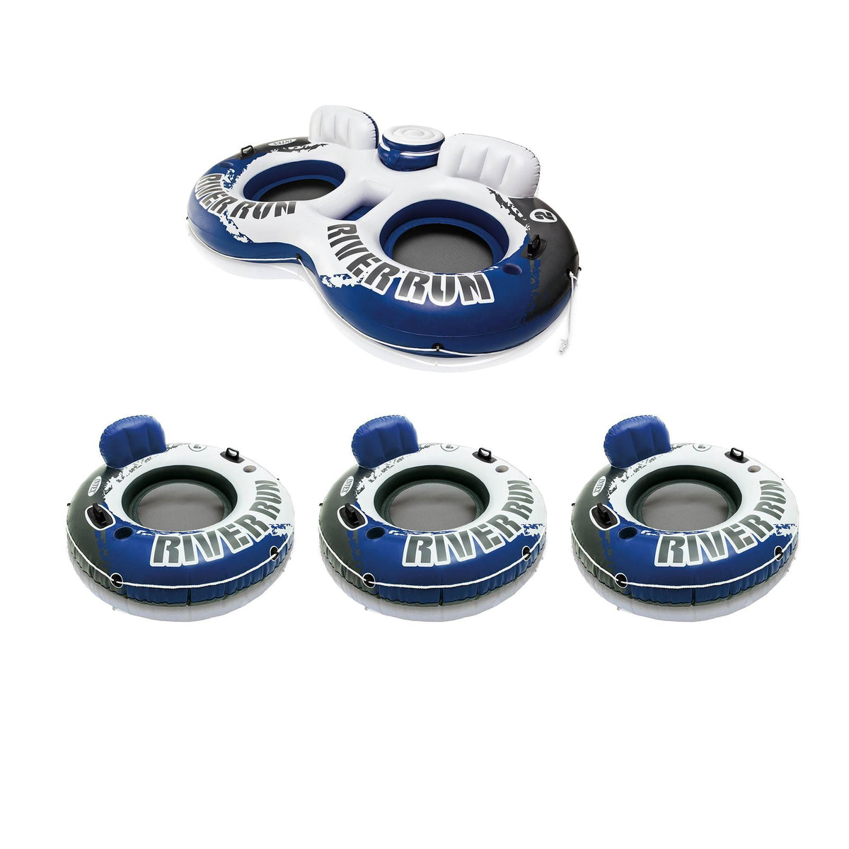 River Run II Inflatable Pool Tube Float &amp; Floating Lake Raft (3 Pack)