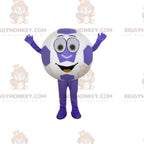 BIGGYMONKEYRound Ball, Giant Purple and White Soccer Ball Mascot Costume
