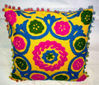 Suzani Cusion Cover, Multicolour Suzani Pillow Cover, Embroidered Cushion Cover, Indian Cushion Cover, Sofa Cushion Cover, Bench Cushion, Pin Cushion, Embroidery Handwork  Cushions (50)