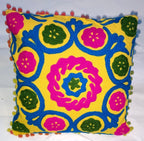 Suzani Cusion Cover, Multicolour Suzani Pillow Cover, Embroidered Cushion Cover, Indian Cushion Cover, Sofa Cushion Cover, Bench Cushion, Pin Cushion, Embroidery Handwork  Cushions (50)