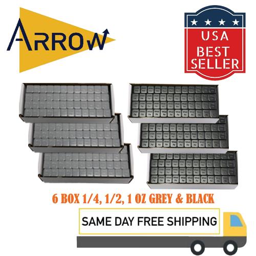 6BOX 1/4OZ GREY AND BLACK STICK-ON ADHESIVE TAPE WHEEL WEIGHTS  54LBS LEAD-FREE