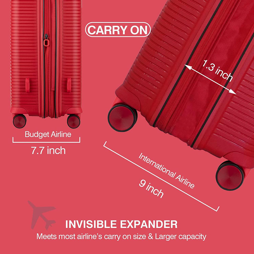 Carry On Luggage With Spinner Wheels,Expandable Hardshell Spinner Suitcase for Travel,TSA Approved (Carry-On 20-Inch,Red)