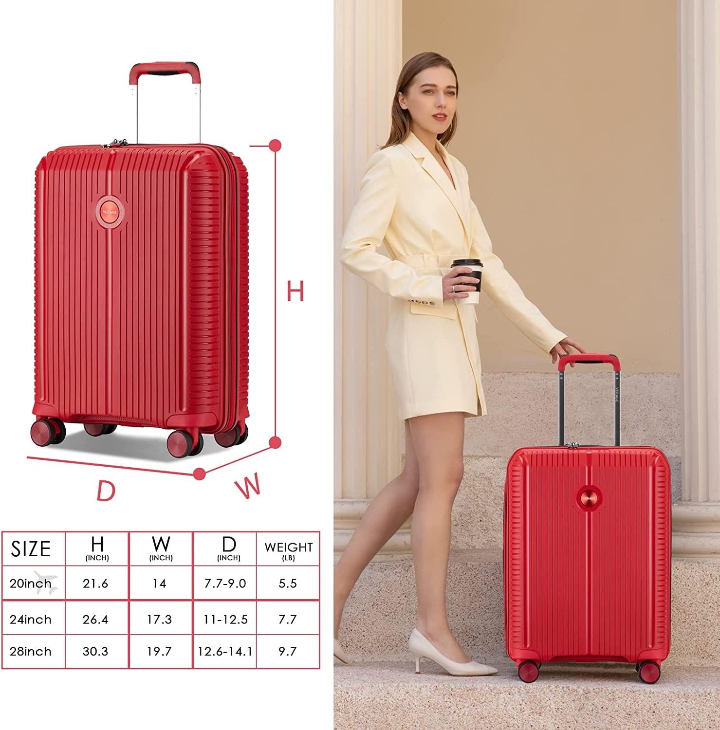 Carry On Luggage With Spinner Wheels,Expandable Hardshell Spinner Suitcase for Travel,TSA Approved (Carry-On 20-Inch,Red)