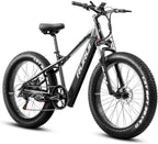 750W 26 inch Fat Tire Electric Bike for Adults 48V 14.5AH Battery Electric Mountain Bike, LCD Display with USB Urban E-bike with Front Suspension, 7-Speed Gears