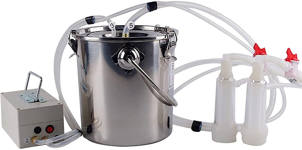 goat milking machine, cow milking machine,electric vacuum pulsation pump milker,milking supplies w/stainless steel bucket,automatic portable livestock milking equipment