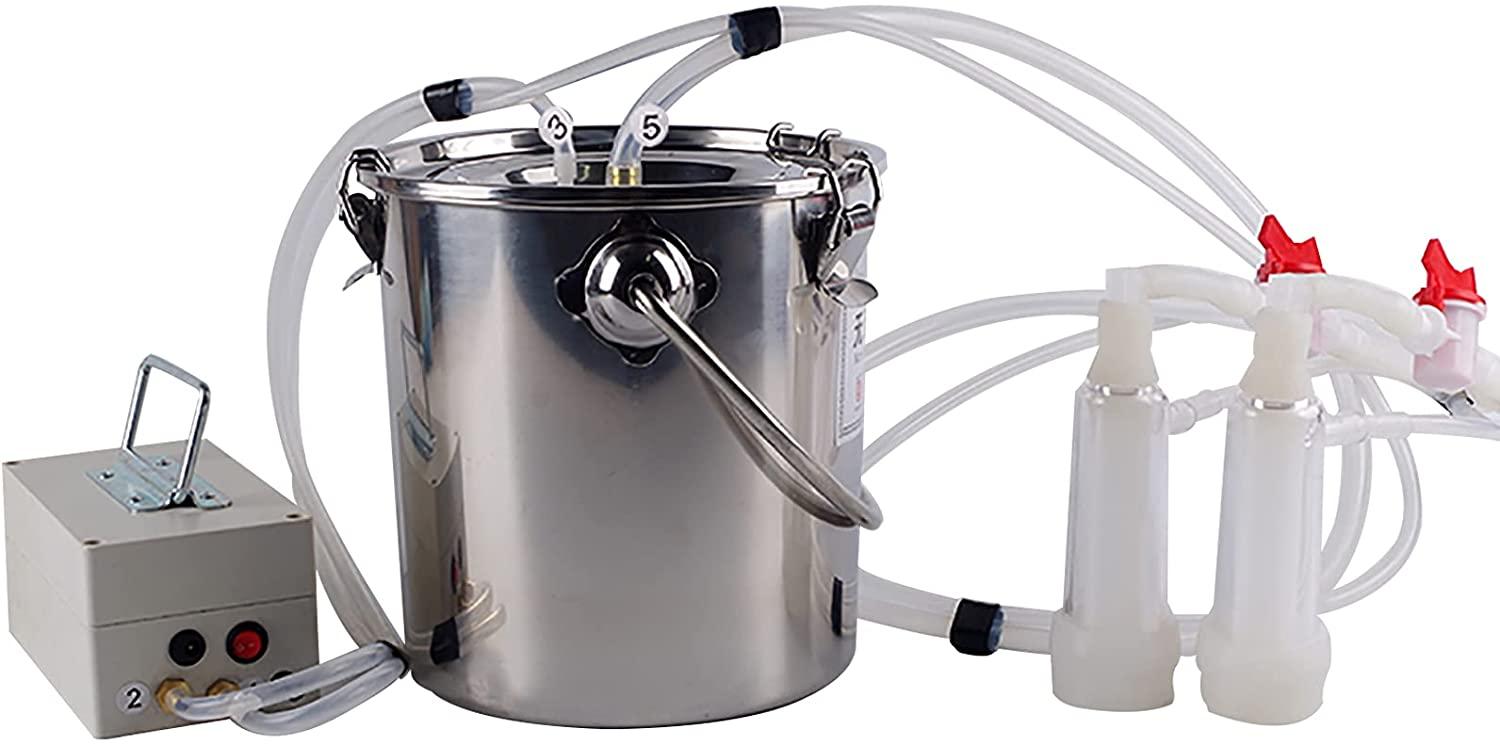 goat milking machine, cow milking machine,electric vacuum pulsation pump milker,milking supplies w/stainless steel bucket,automatic portable livestock milking equipment