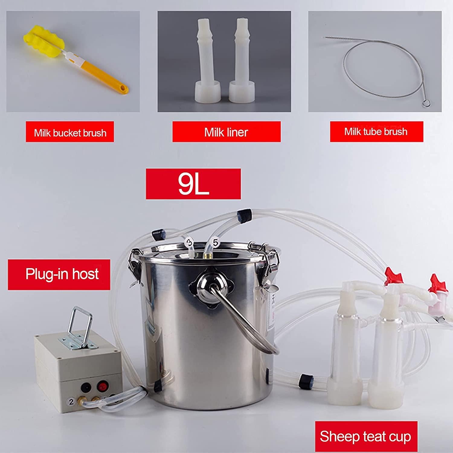 goat milking machine, cow milking machine,electric vacuum pulsation pump milker,milking supplies w/stainless steel bucket,automatic portable livestock milking equipment