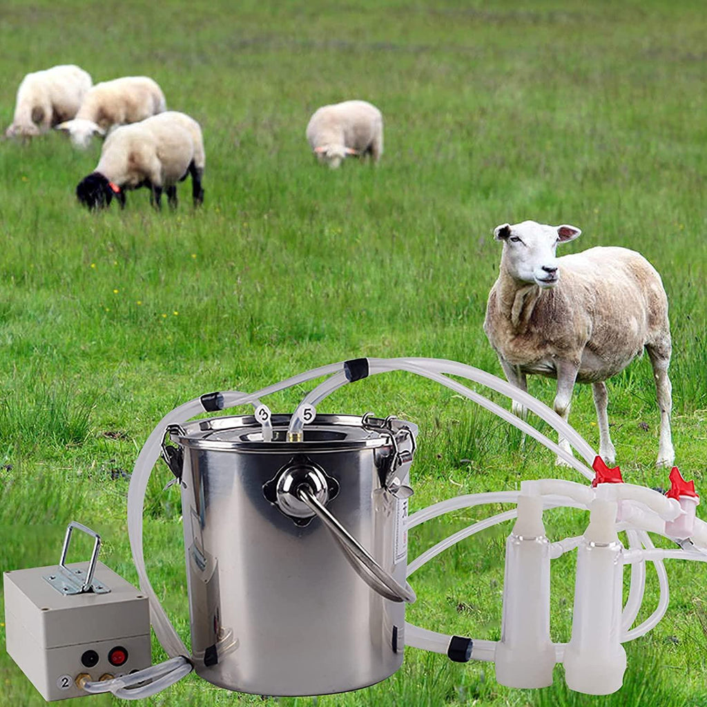 goat milking machine, cow milking machine,electric vacuum pulsation pump milker,milking supplies w/stainless steel bucket,automatic portable livestock milking equipment