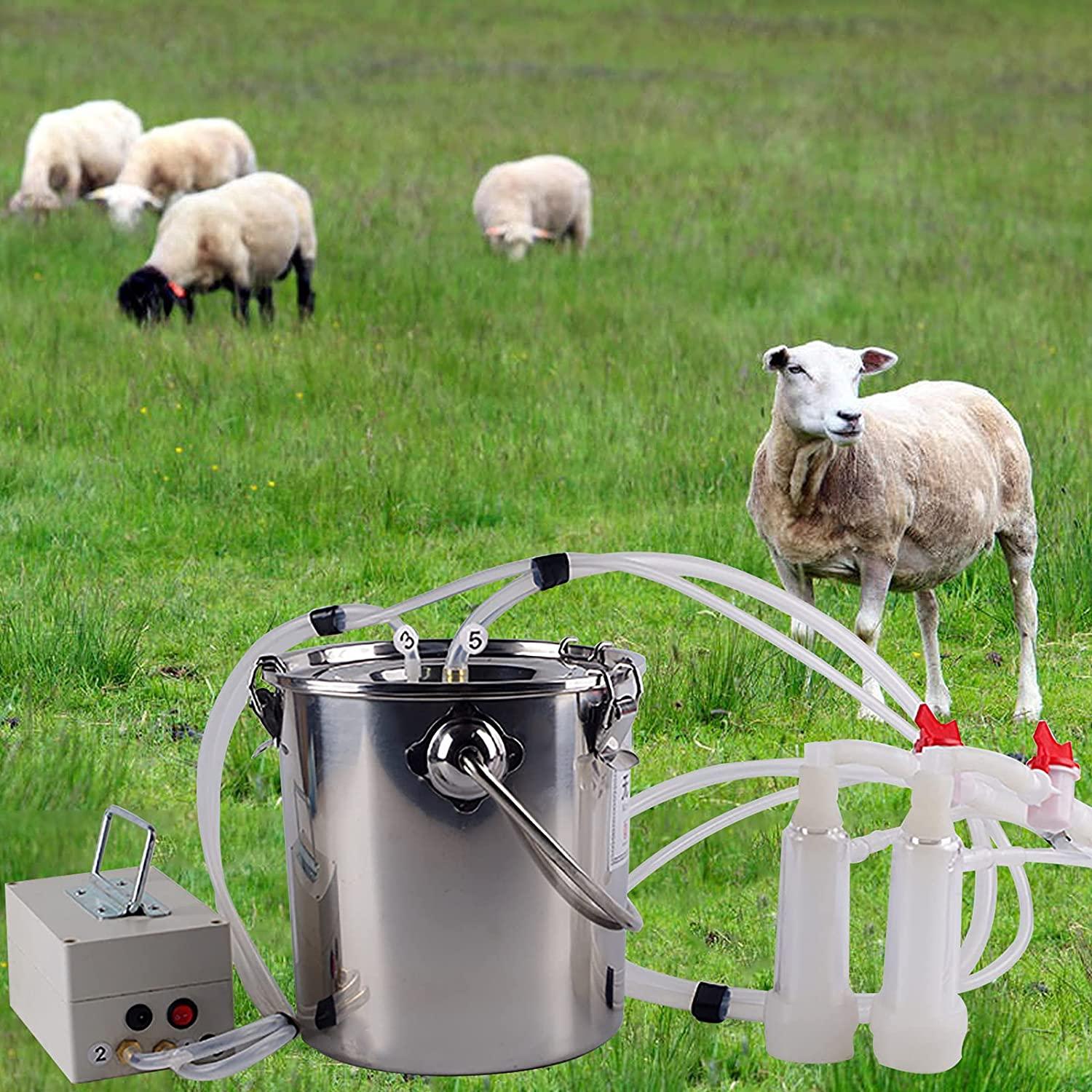 goat milking machine, cow milking machine,electric vacuum pulsation pump milker,milking supplies w/stainless steel bucket,automatic portable livestock milking equipment