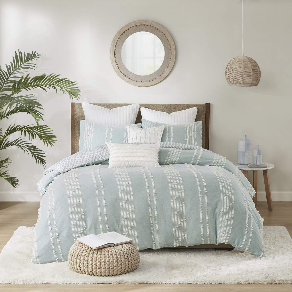 Gracie Mills Cotton Jacquard Comforter Set with Aqua Finish II10-1104 - II10-1104
