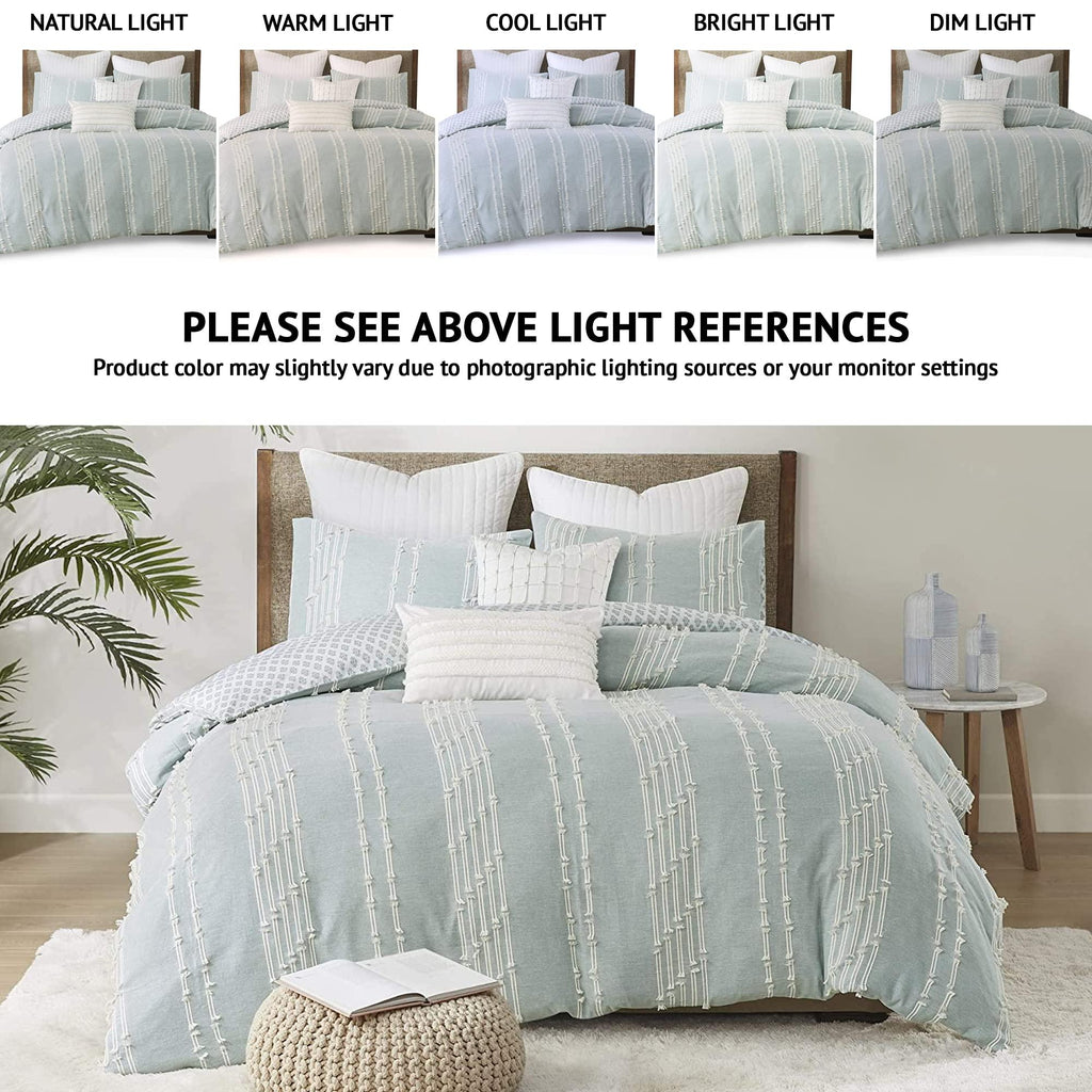 Gracie Mills Cotton Jacquard Comforter Set with Aqua Finish II10-1104 - II10-1104