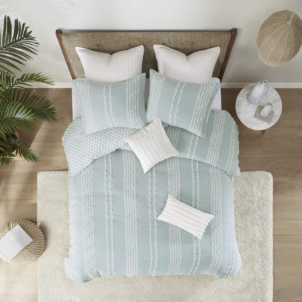 Gracie Mills Cotton Jacquard Comforter Set with Aqua Finish II10-1104 - II10-1104