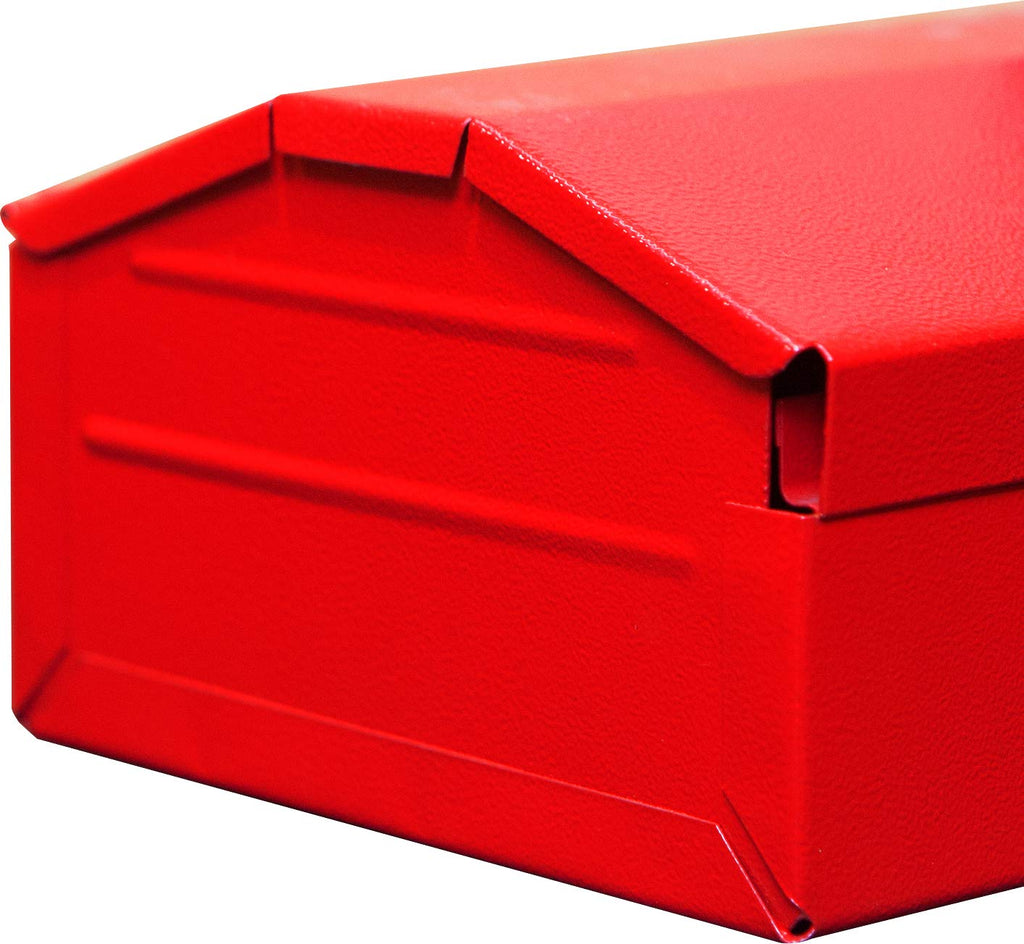TB102  16" Hip Roof Style Portable Steel Tool Box with Metal Latch Closure, Red