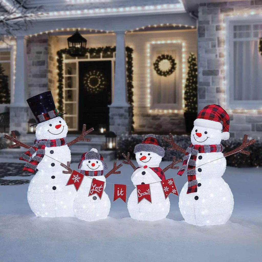 JOEDOT Pre-Lit Pop-Up Twinkling Snowman Family