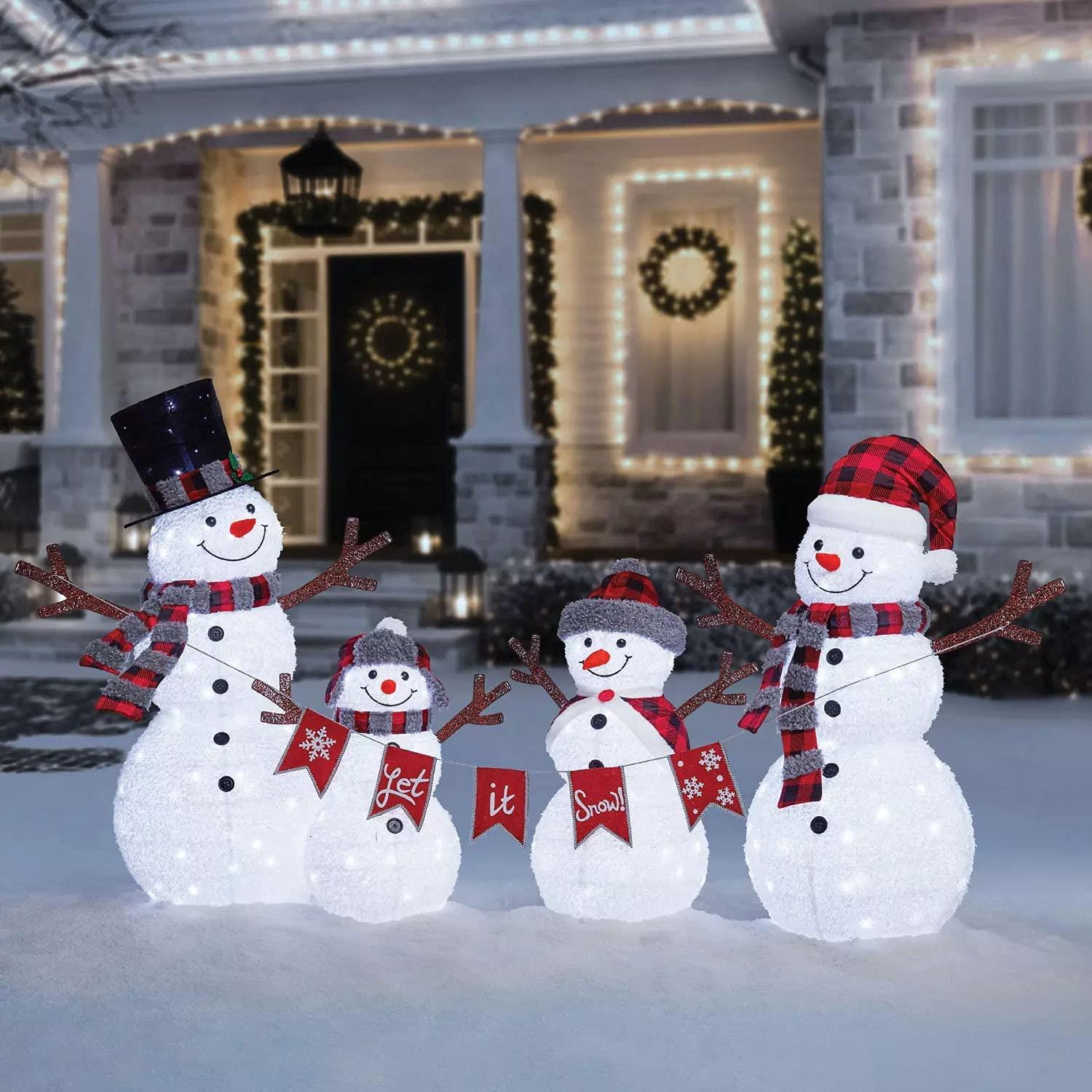 JOEDOT Pre-Lit Pop-Up Twinkling Snowman Family