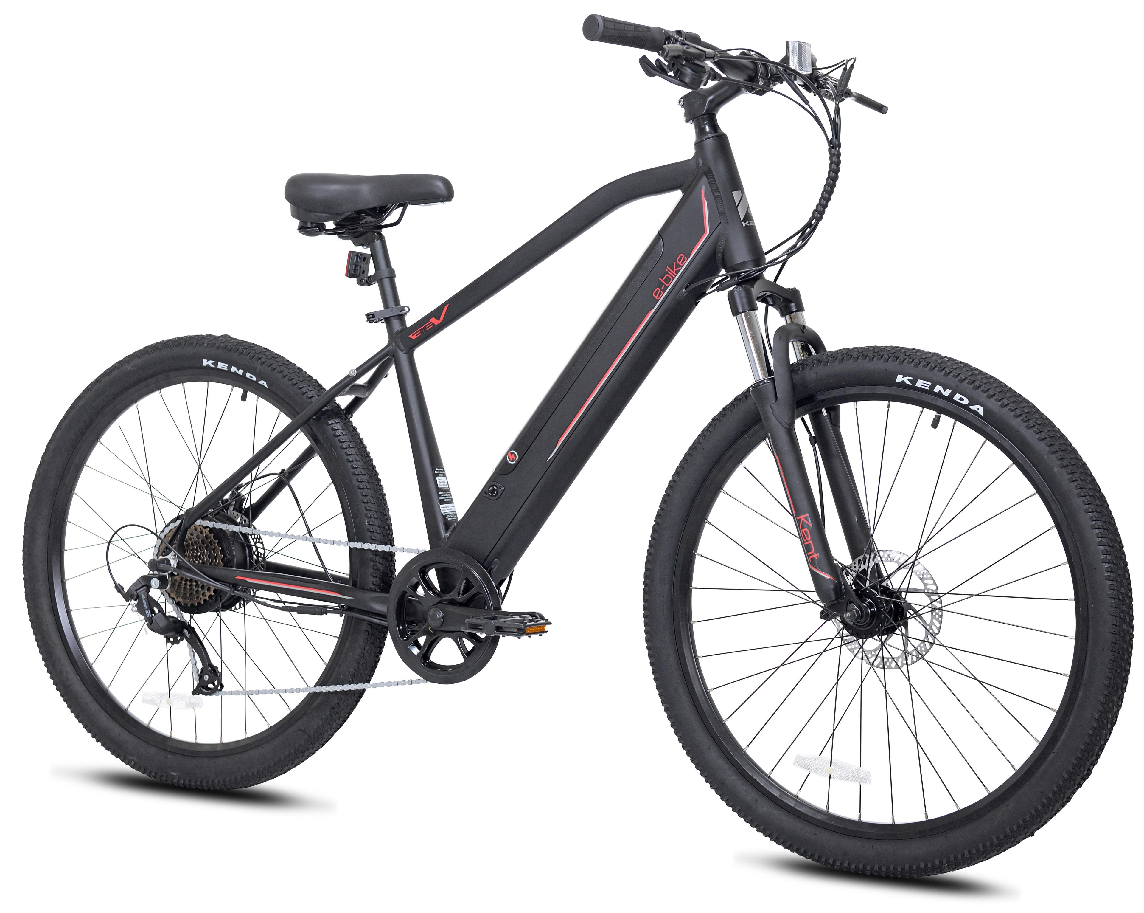 Kent Bicycles Electric Pedal Assist Mountain Bike , 27.5 In. Wheels, Black E-Bike, Electric Bicycle