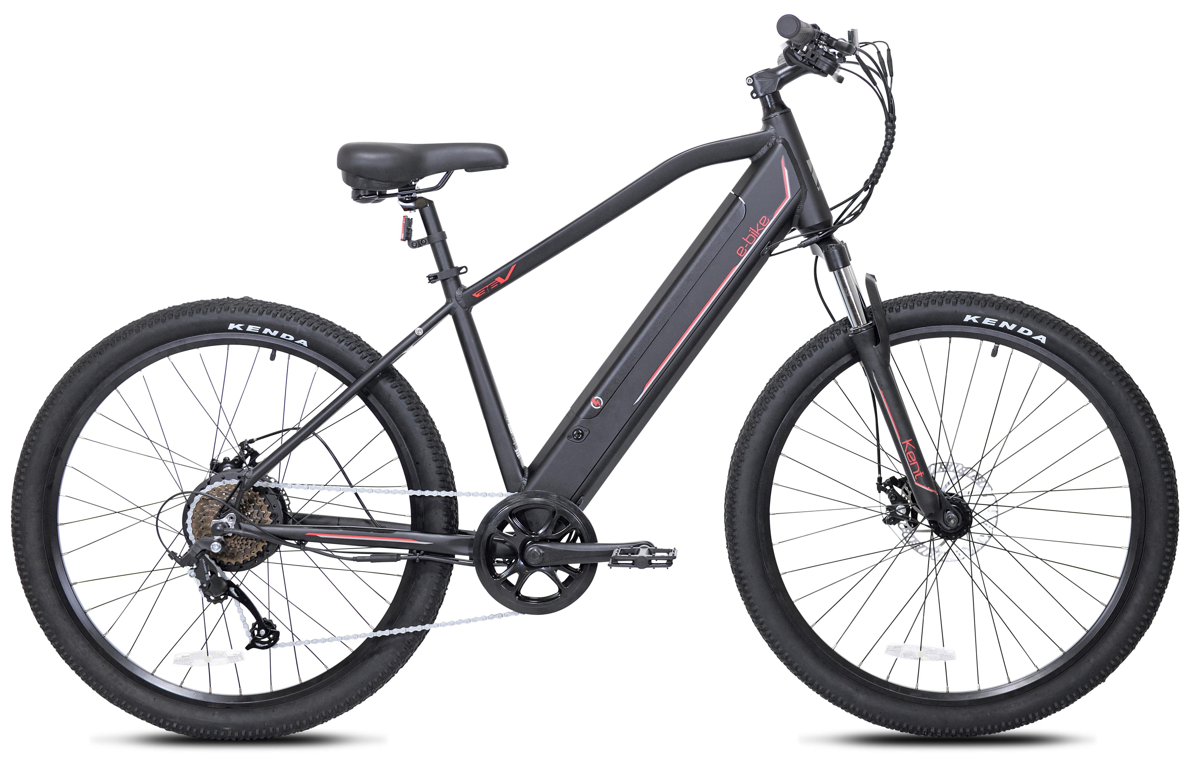 Kent Bicycles Electric Pedal Assist Mountain Bike , 27.5 In. Wheels, Black E-Bike, Electric Bicycle