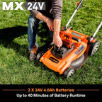 48V MAX Electric Lawn Mower, 19-inch Brushless Cordless Lawn Mower with 2X24V MAX 4.0Ah Battery and a Dual Charger-CLMF4819A