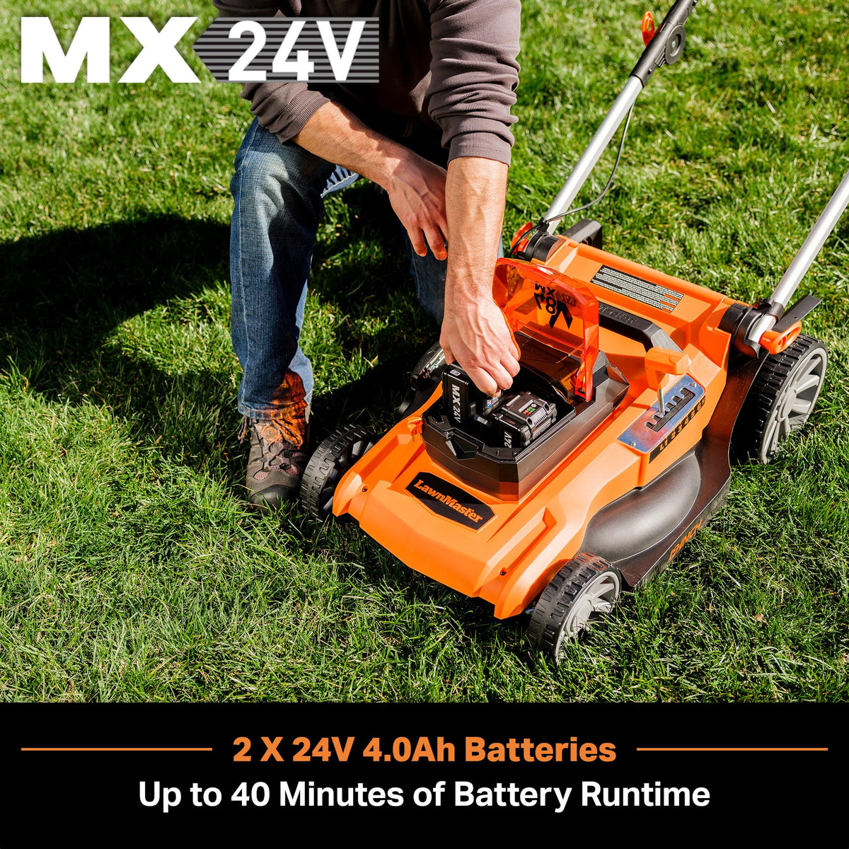 48V MAX Electric Lawn Mower, 19-inch Brushless Cordless Lawn Mower with 2X24V MAX 4.0Ah Battery and a Dual Charger-CLMF4819A