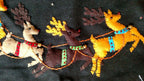 60"  Wool Santa Sleigh Reindeer CHRISTMAS TREE SKIRT Applique Embroidery