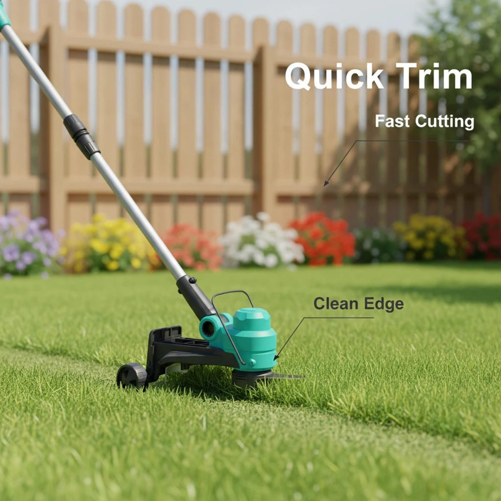 String Trimmer Cordless - Weed Wacker Battery Powered Electric Weed Trimmer with 2x2.0Ah Batteries, 12" Grass Cutter Auto Line Feed, Lawn Trimmer with 8 Pcs Spools, Lightweight Edger Lawn Tool
