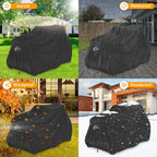 Riding Lawn Mower Cover 600D Heavy Duty Lawn Tractor Cover Waterproof, Universal Fit with 4 Buckles, 2 Drawstrings and StoraBag